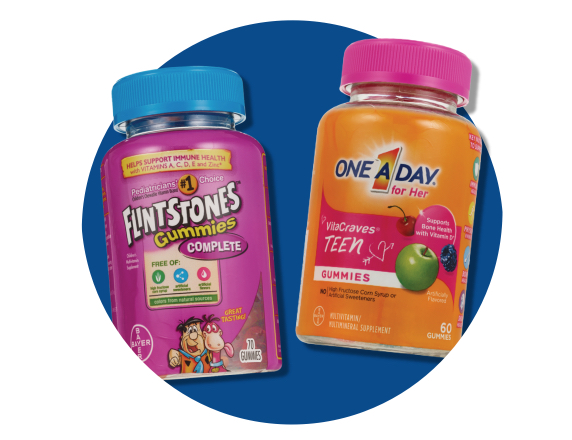 One-A-Day and Flintstones vitamins.