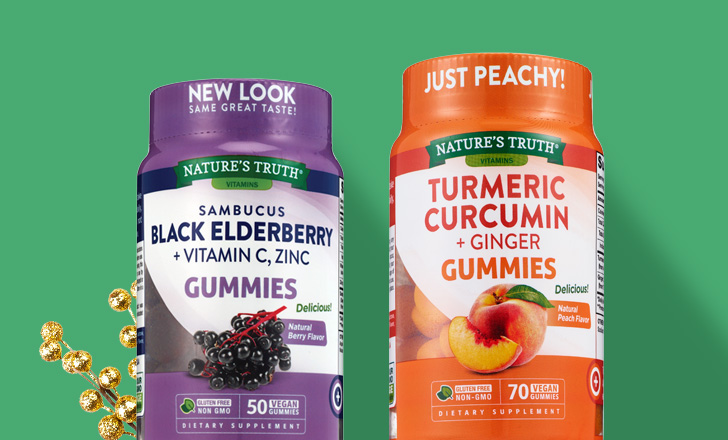 Buy one, get one free, Nature's Truth Black Elderberry Gummies and Turmeric Curcumin gummies.