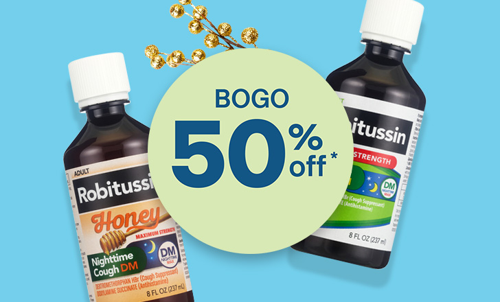Robitussin cold remedy with Bogo 50 offer dot