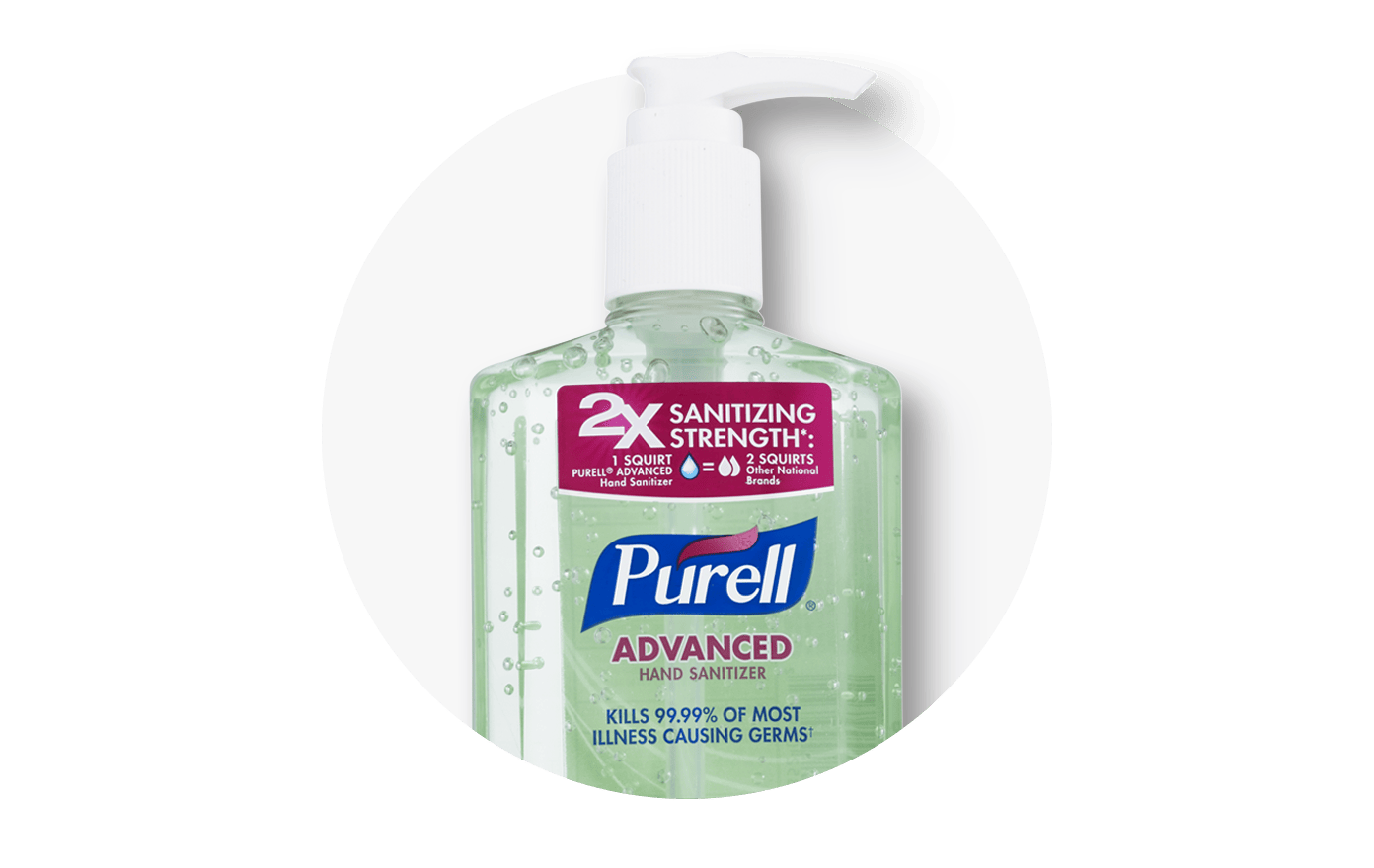 Hand sanitizer, showing Purell product