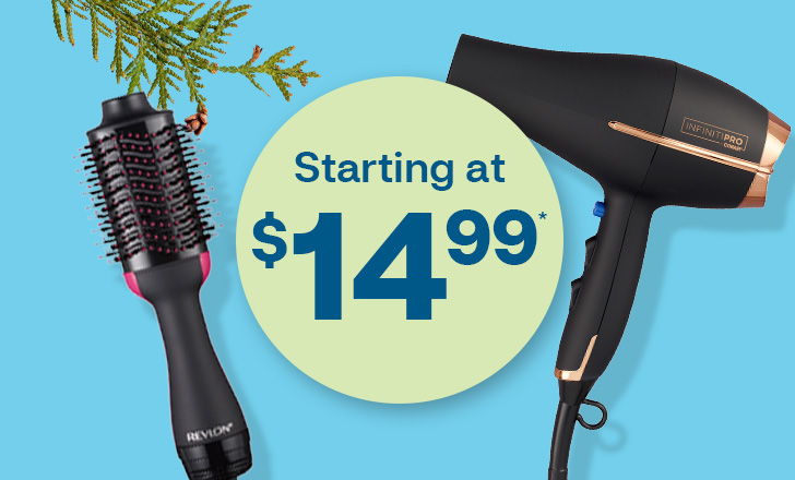 Revlon styling brush and Conair blow dryer, starting at $14.99