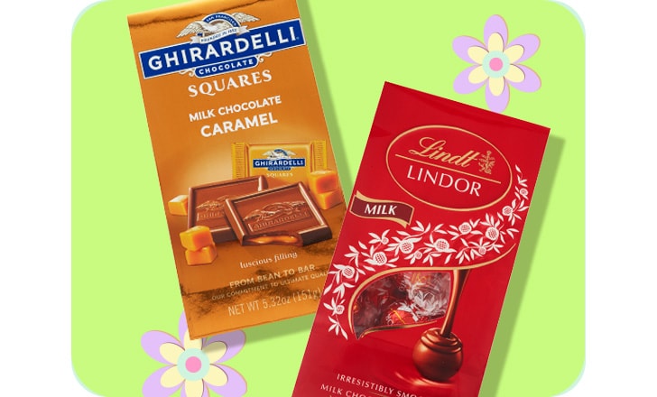 Buy 1, get 1 40% off. Ghirardelli Chocolate Squares Milk Chocolate Caramel and Lindt Lindor chocolates.