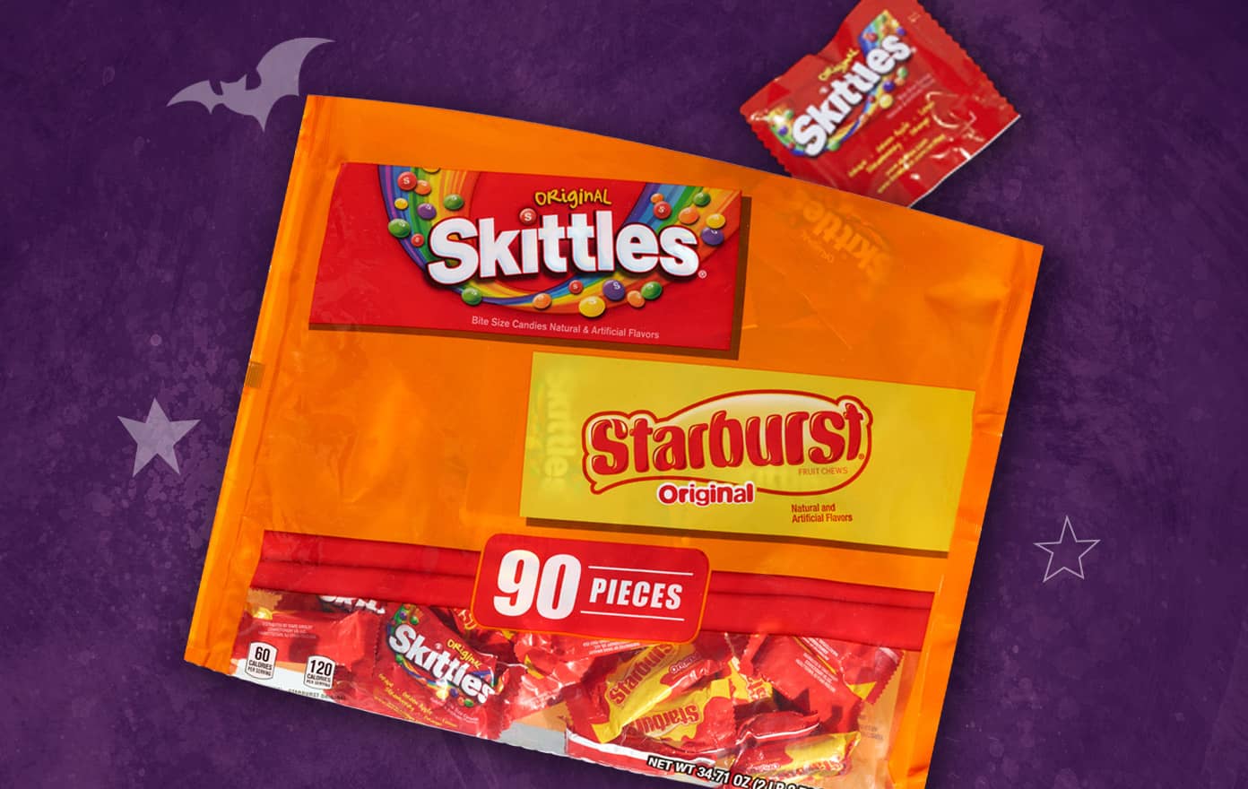 Skittles and Starburst bagged candy