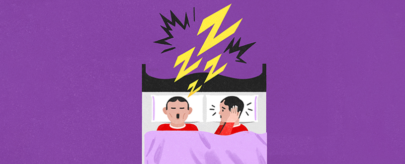 Person snoring loudly in bed