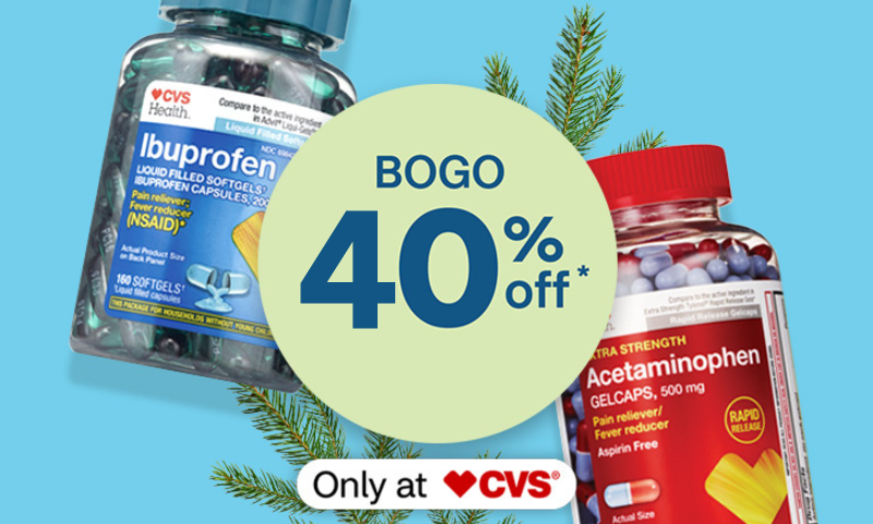 BOGO 40% off pain relievers ibuprofen and Acetaminiphen