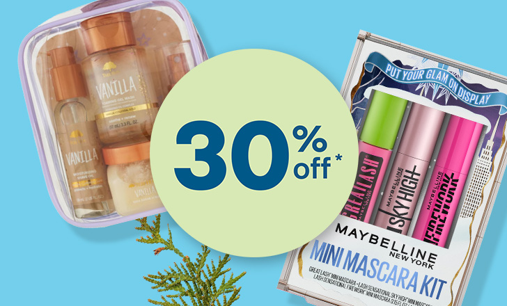 Tree Hut Vanilla mini gift set and Maybelline mascara kit, 30 percent off