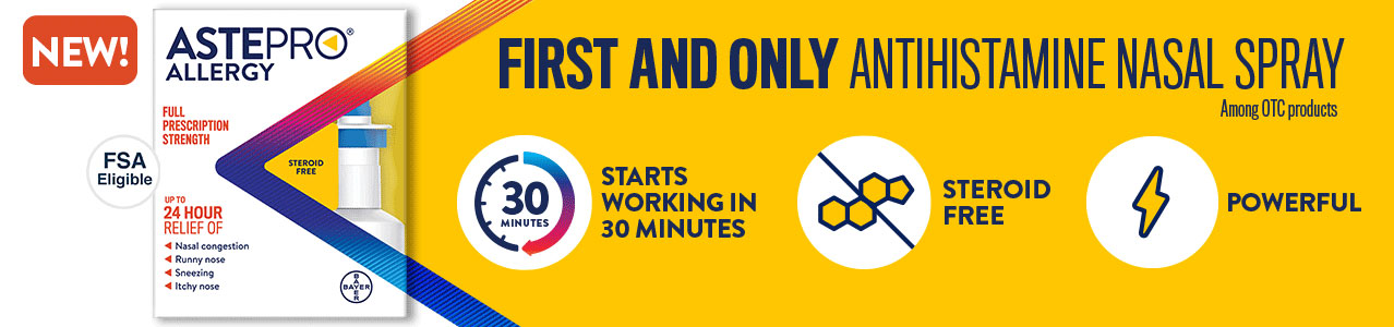 NEW! FSA Eligible Astepo allergy nasal product FIRST AND ONLY ANTIHISTAMINE NASAL SPRAY Among OTC Brands