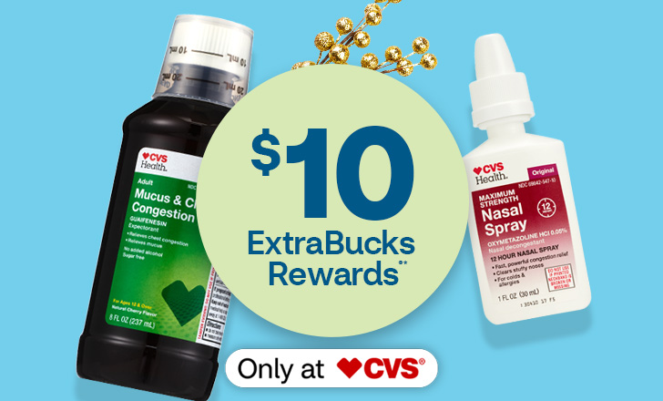 CVS cold remedies with $10 extra bucks dot