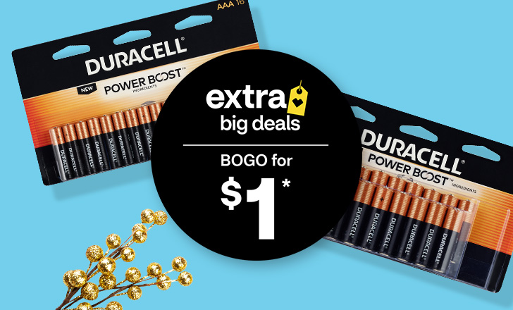 Duracell AAA and AA batteries, buy one, get one for $1