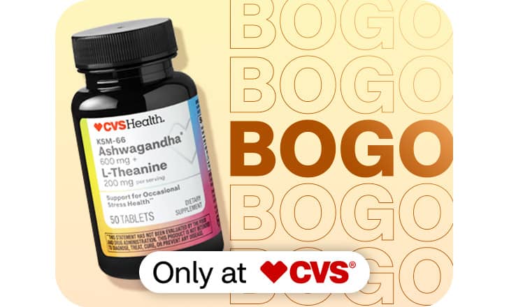 CVS Health Ashwagandha and L-Theanine supplements, only at CVS