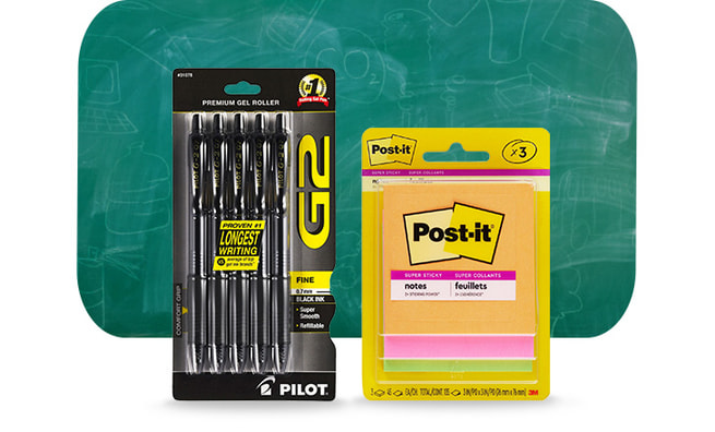 Pilot pens and Post-it notes