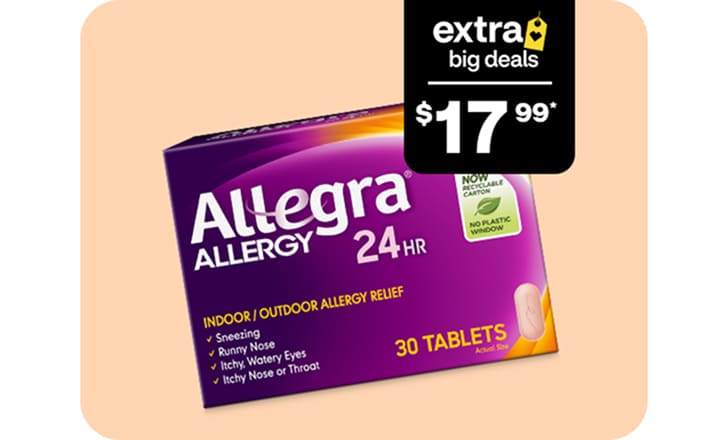 Extra Big Deals starting at $17.99 for products like Allegra.