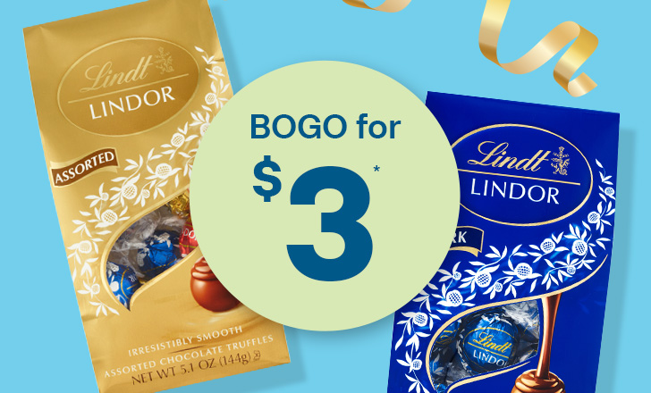 Buy one, get one for $3, Lindt assorted and dark chocolate truffles