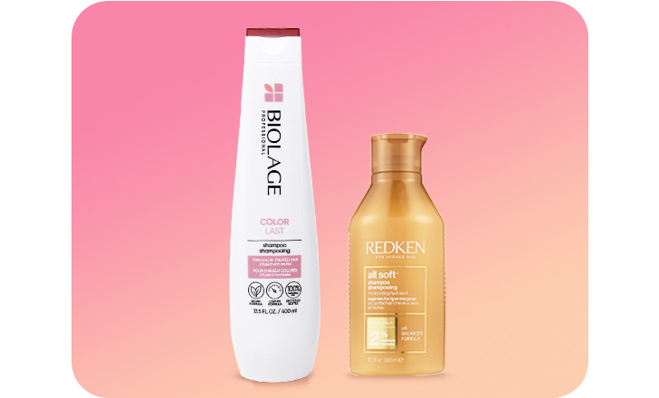 Biolage Color Last shampoo and Redken All Soft shampoo