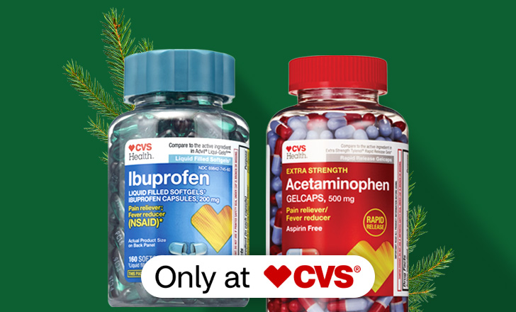 Buy one, get one 40 percent off, CVS Health Ibuprofen softgels and Acetaminophen capsules pain relief