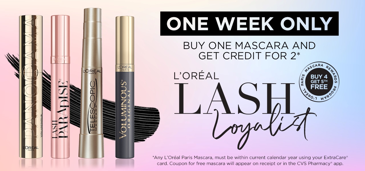 L'Oreal Lash Loyalty buy 4 get 5th free