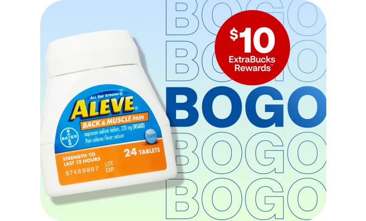 Aleve back and muscle pain, Buy one get one plus $10 ExtraBucks Rewards