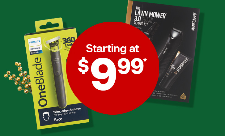 Starting at $9.99, featuring Philips Norelco and Manscaped men's grooming tools
