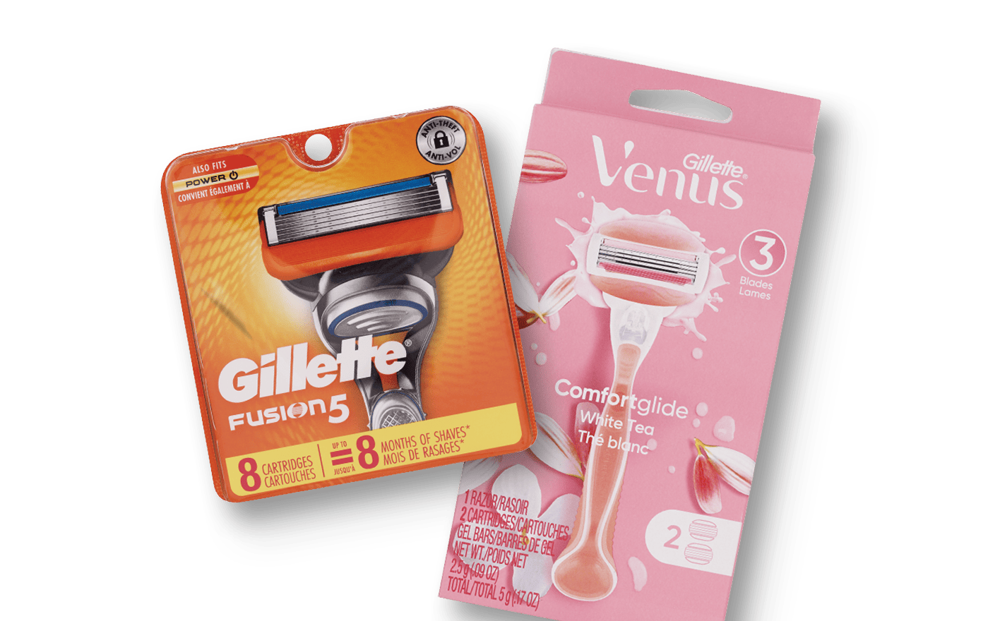 Gillette and Gillette Venus razors and refills