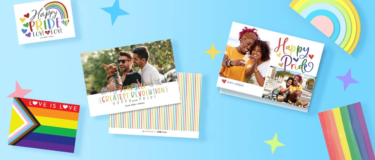 Examples of photo cards for Pride Month