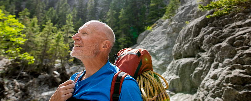 Man hiking in the woods