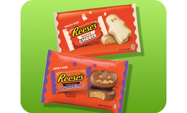 Reese's snack size White Ghosts and Pumpkins Halloween candy