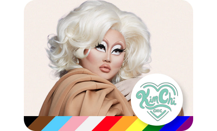 Portrait of KimChic with KimChi Chic logo