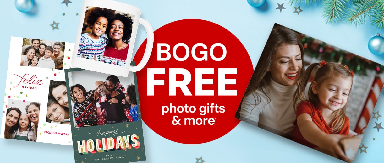 Buy one, get one free photo gifts and more, including holiday cards, photo. mug and canvas