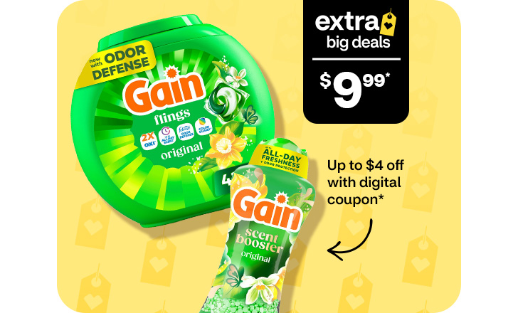 Extra Big Deals, $9.99. Up to $4 off with digital coupon. Gain Flings and scent boosters.