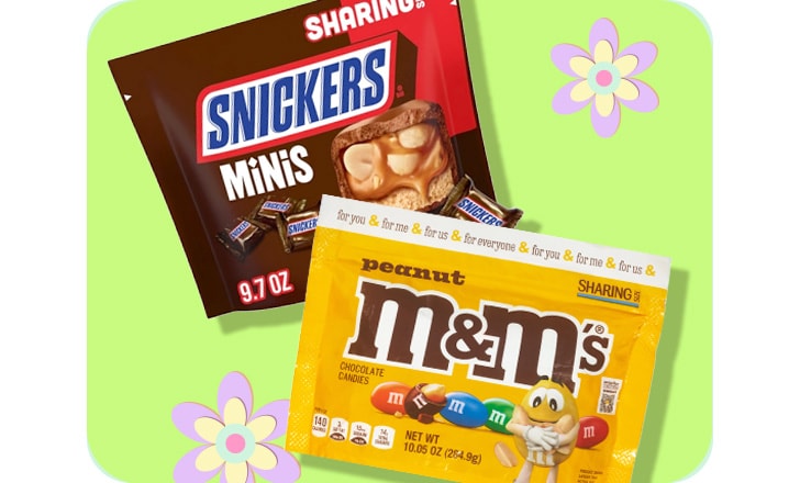 Snickers Minis and Peanut M&M's