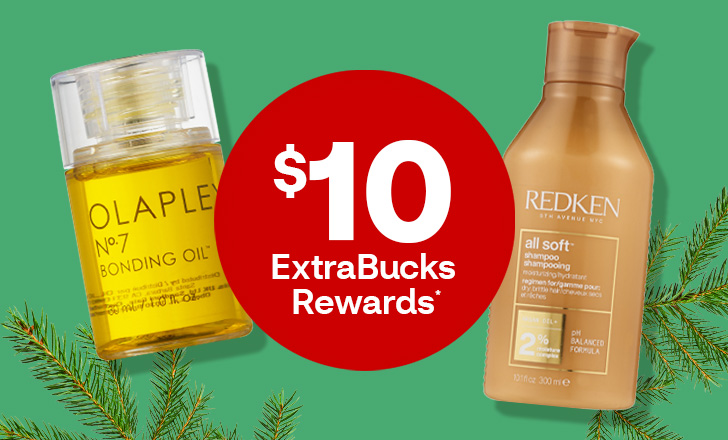 $10 ExtraBucks Rewards, featuring Olaplex and Redken hair care products