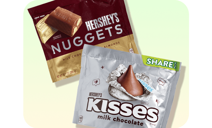 Sharing size Hershey's Nuggets and Kisses chocolate candy