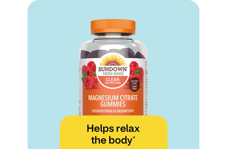 Image of a bottle of Magnesium citrate gummies; helps relax the body