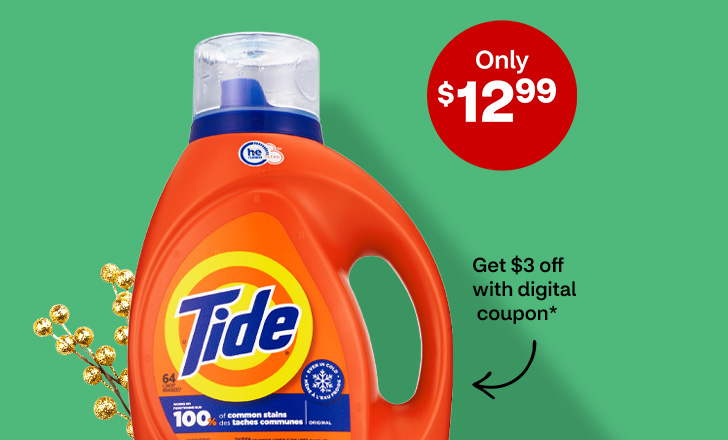 Only $12.99, get $3 off with digital coupon, Tide liquid laundry detergent