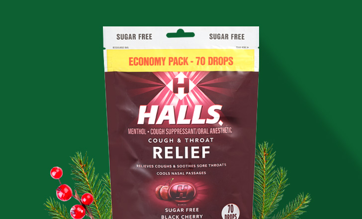 Economy pack of Halls sugar gree cough and throat lozenges